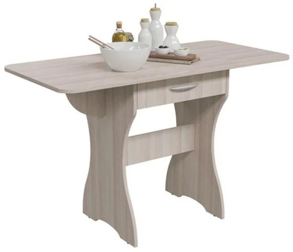 Стол обеденный раскладной с ящиком 6-02.120 ясень шимо светлый Стол обеденный раскладной с ящиком 6-02.120 ясень шимо светлый