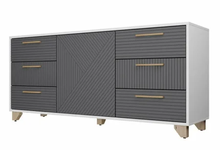 Комод Копенгаген белый/серый графит