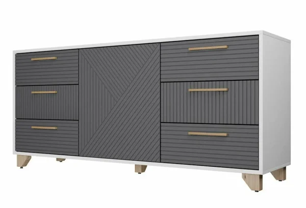 Комод Копенгаген белый/серый графит