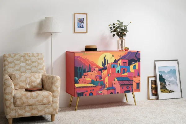 Комод Кармин 16.230.03 красный/белый шагрень