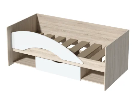 Кровать с бортиком Галактика дуб сонома/белый глянец