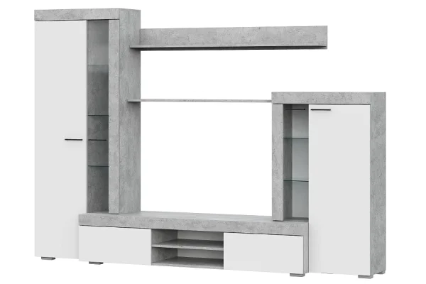 Гостиная МГС-5 цемент светлый/белый