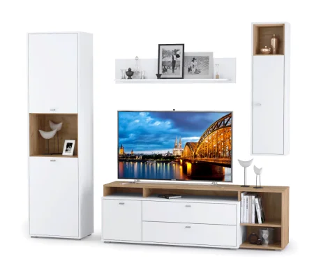 Модульная гостиная Бэль дуб крафт золотой/белый премиум