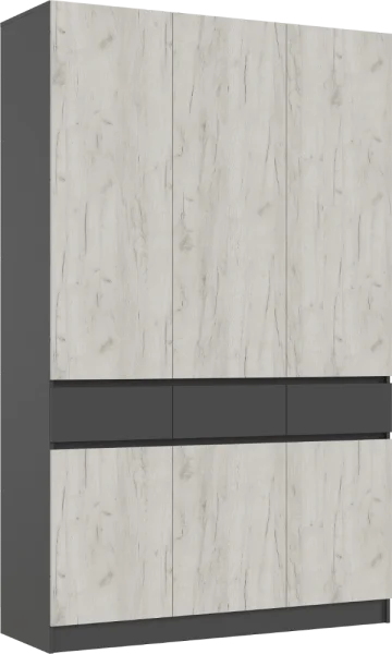 Шкаф 3-х створчатый Роджина графит/дуб крафт белый