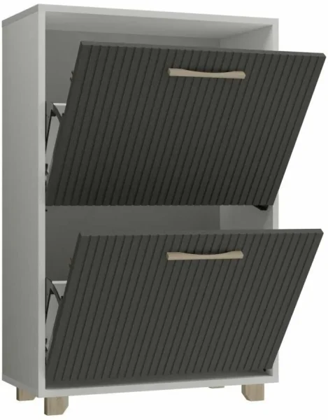 Обувница Копенгаген 2 ящика белый/серый графит