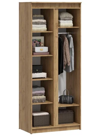 Шкаф 2-х дверный Ламия ШК 062 с зеркалом дуб крафт золотой/белый бриллиант