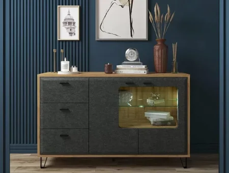 Тумба Грейс KOM2W3S дуб наварра/графит