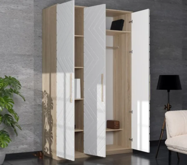 Шкаф 3-х створчатый Копенгаген дуб сонома/белый матовый