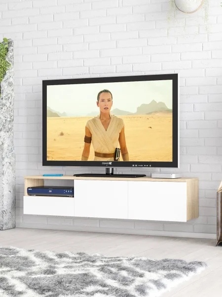 ТВ-тумба подвесная Сити-10 дуб сонома/белый