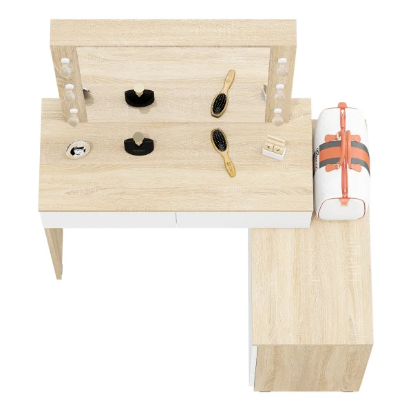 Стол косметический с подсветкой 110 дуб сонома/белый