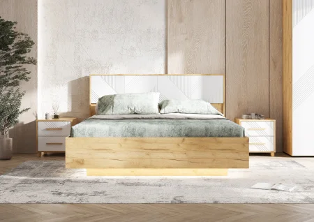 Кровать парящая Ирис 1,6 браш вайт/дуб крафт