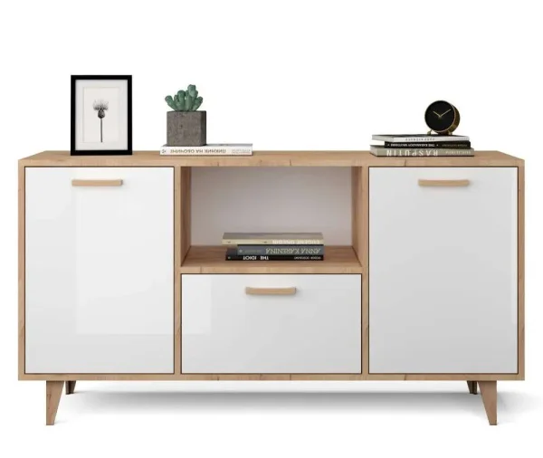 Тумба Эго Т-2 (НГ) дуб крафт золотой/белый глянец