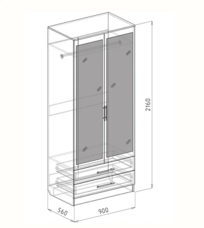 Шкаф 2-дверный с ящиками Светлана №1 дуб бунратти/бодега