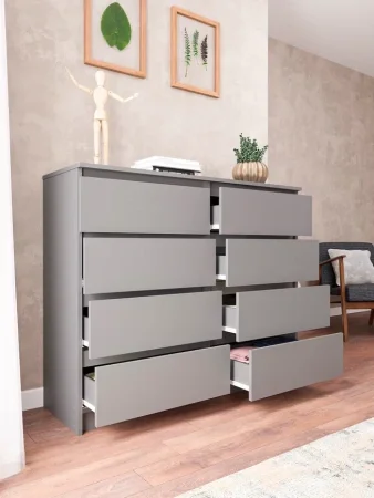 Комод Мори МК 1200.8 графит (8 ящиков)