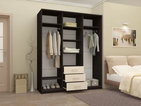 Шкаф-купе Маэстро венге графит/дуб крафт белый