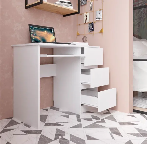 Стол письменный Мори МС-6 правый белый