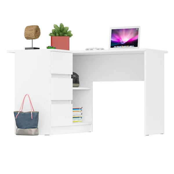 Угловой компьютерный стол МС-16 левый белый