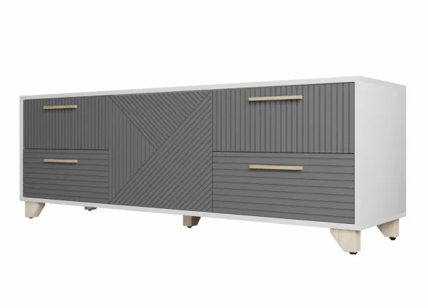 Тумба под ТВ со створкой Копенгаген белый/серый графит