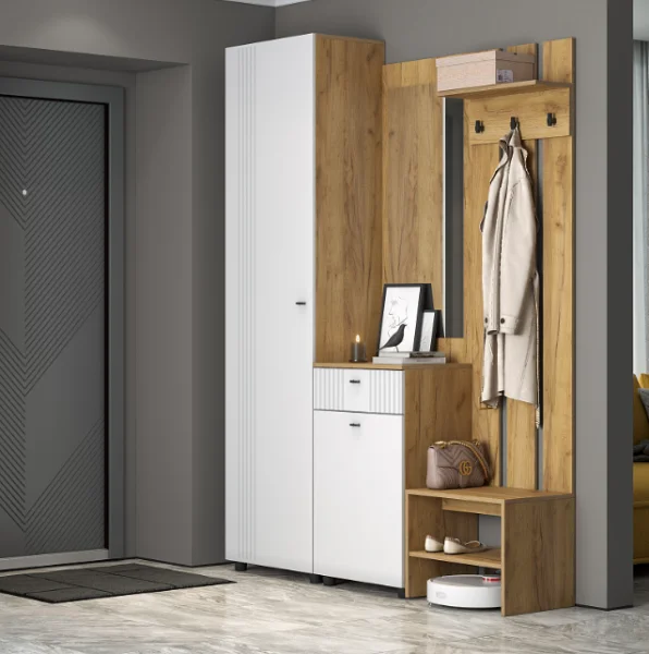 Вешалка Милан дуб золотой/белый матовый (исполнение 1)