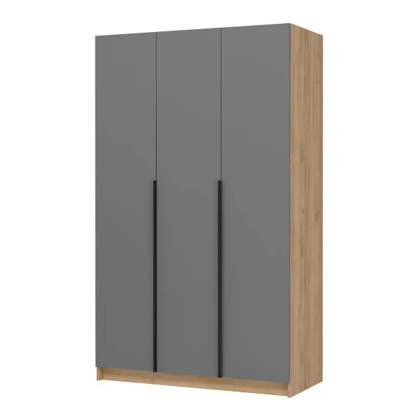 Шкаф 3-х створчатый Лион ШК-02 с антресолью АН-02 дуб крафт/графит серый