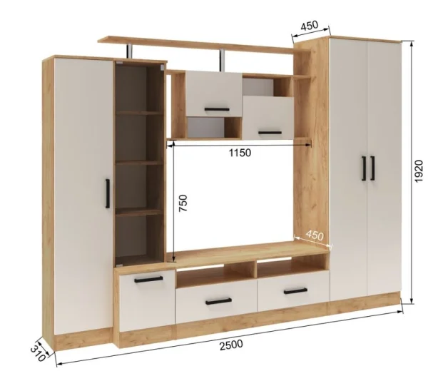 Гостиная Оскар-5 дуб крафт золотой/кашемир
