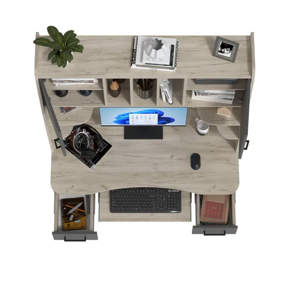 Стол рабочий 6-0604 Бета дуб крафт серый/графит