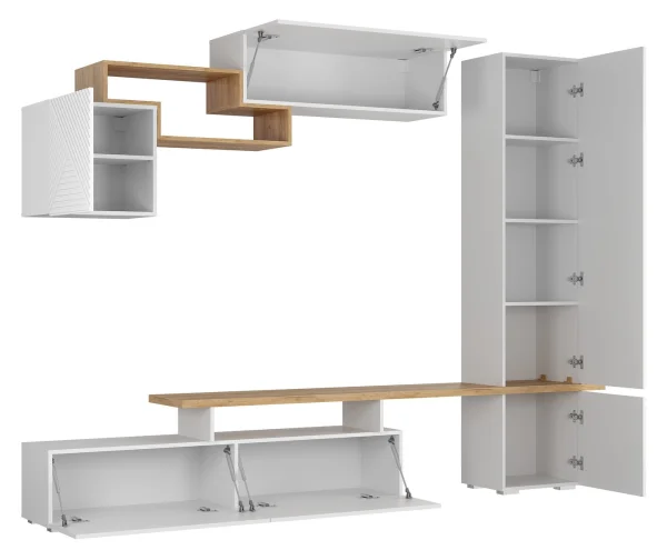 Стенка SkyFree НМ-001 (Скайфри) белый/дуб крафт золотой