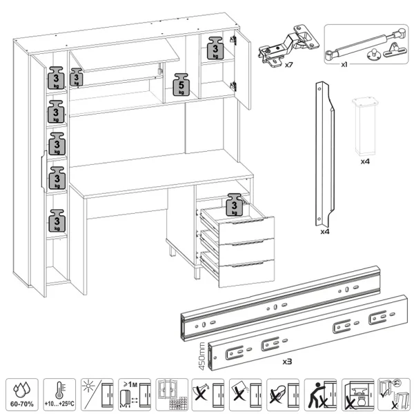 Стол компьютерный Комфорт 12.95 белый премиум/серый шифер