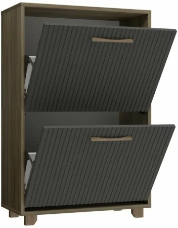 Обувница Копенгаген 2 ящика + Скамья Копенгаген дуб самдал/серый графит