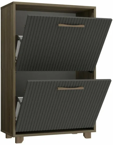 Обувница Копенгаген 2 ящика + Скамья Копенгаген дуб самдал/серый графит