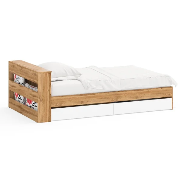 Кровать с ящиками Ксения дуб вотан/белый