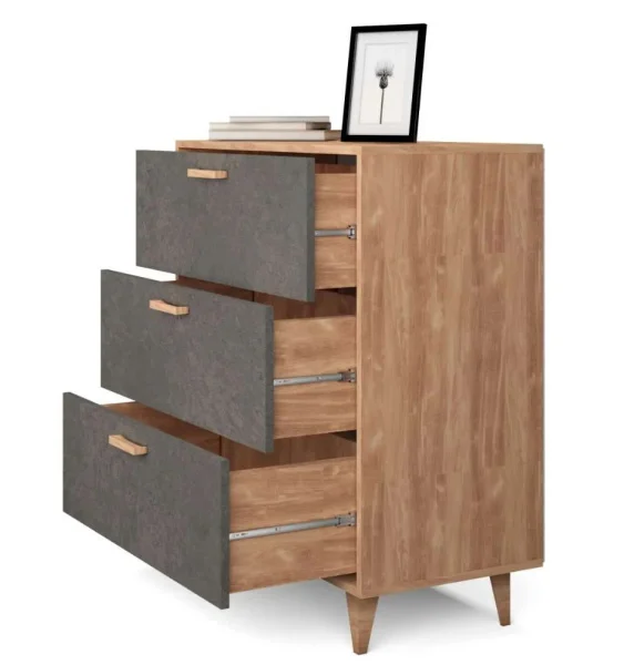 Комод Эго К-3 (НГ) дуб крафт золотой/камень темный