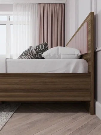 Кровать Роза 160 орех франклин/пудра скин тренто