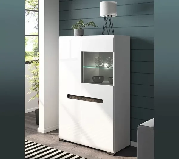 Шкаф с витриной Ацтека REG1W1D/14/9 белый глянец