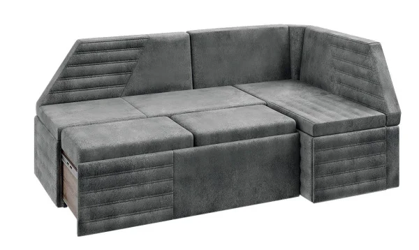 Скамья угловая со спальным местом Лондон дуб сонома трюфель, велюр серый