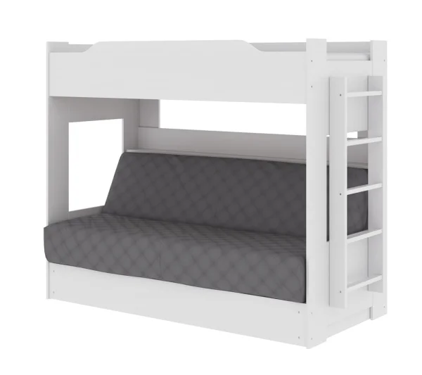 Кровать двухъярусная с диван-кроватью белый
