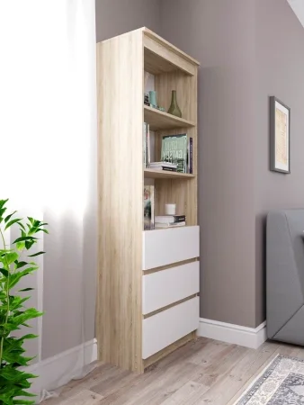 Стеллаж с ящиками Мори МСТ 600.3 дуб сонома/белый