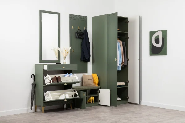 Тумба для обуви Марион 16.134 дымчатый зеленый/олива шагрень