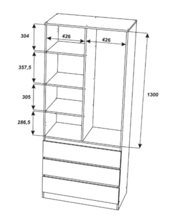 Шкаф с ящиками Мори МШ 900.2 белый