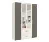 Шкаф 4-х створчатый Фиеста New с зеркалом графит/дуб крафт белый
