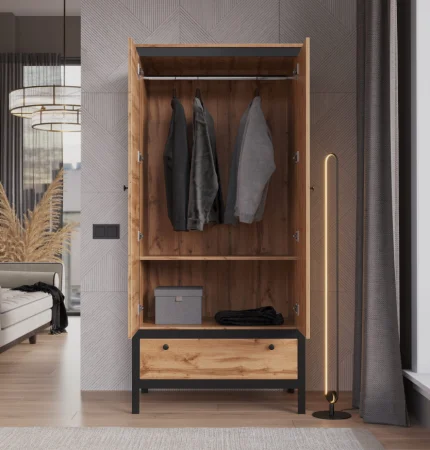 Шкаф Лофт SZF2D1S дуб вотан/черный