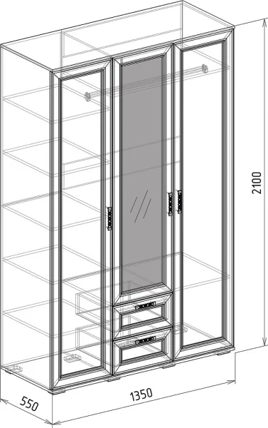 Шкаф 3-х дверный Корвет Люкс №25 бодега