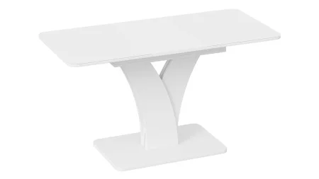 Стол обеденный раздвижной Люксембург тип 2 белый/стекло белое матовое