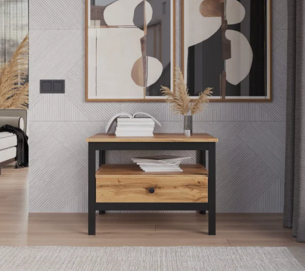 Стол журнальный Лофт дуб вотан/черный