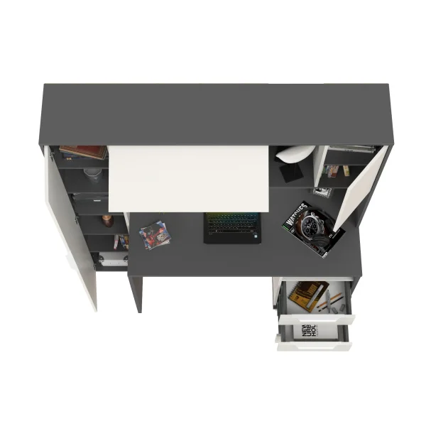 Стол компьютерный Комфорт 12.95 тёмно-серый/белый премиум