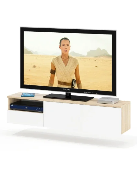 ТВ-тумба подвесная Сити-10 дуб сонома/белый