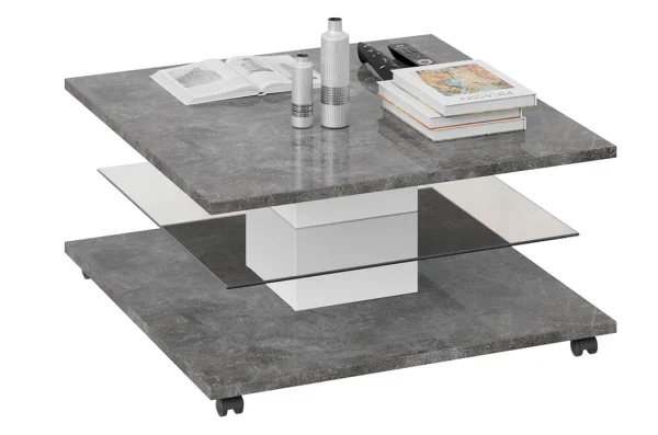 Стол журнальный Diamond тип 1 белый/ателье темный глянец
