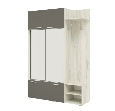 Прихожая Стелла графит/дуб крафт белый