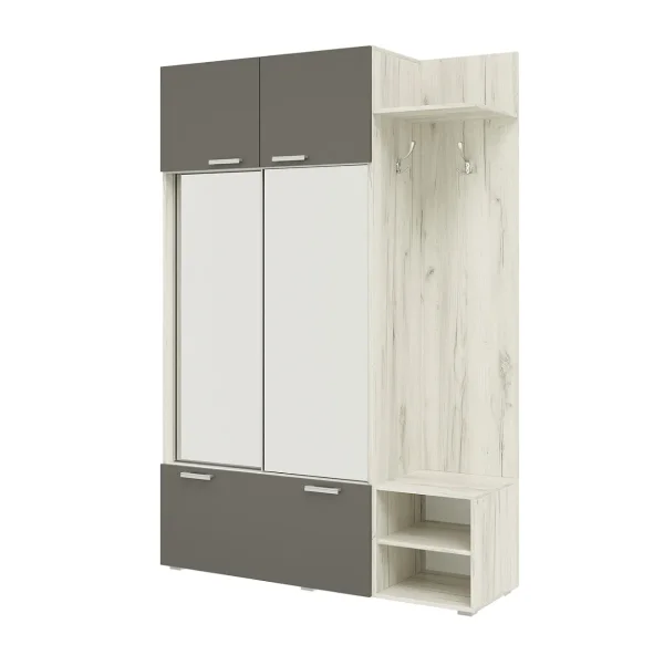 Прихожая Стелла графит/дуб крафт белый