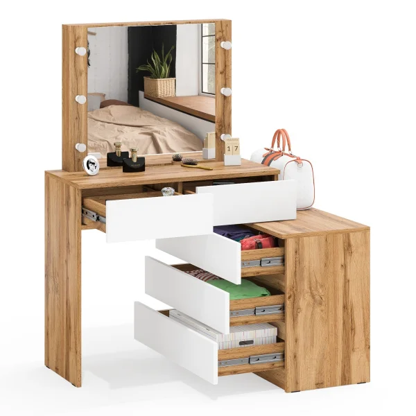 Стол косметический с подсветкой 110 дуб вотан/белый